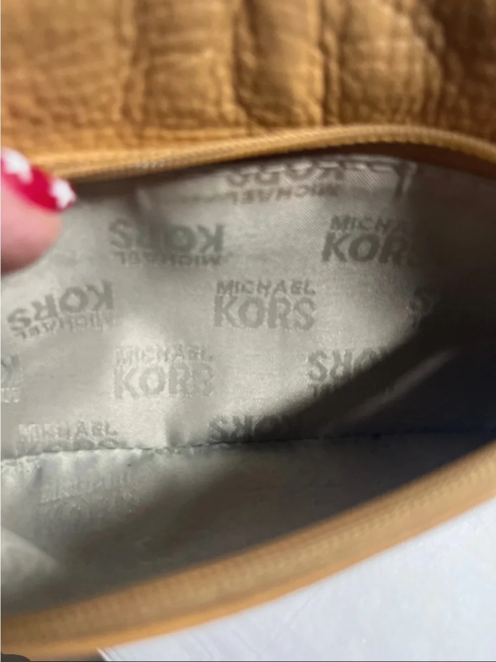 Michael Kors Camel Leather Continental Clutch Wallet with Gold Plaque